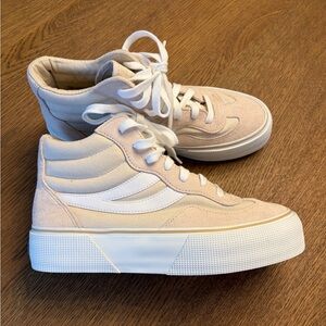 Superga 3141 Revolley Mid Platform Suede Lace Up Beige